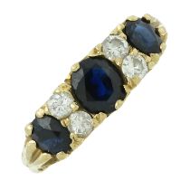 A mid 20th century sapphire & diamond ring