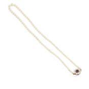 A mid 20th century 9ct gold cultured pearl & amethyst necklace, by Mikimoto