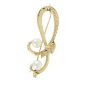 A cultured pearl brooch, by Mikimoto