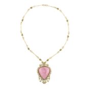 A pink tourmaline and seed pearl necklace