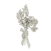 A mid 20th century platinum and diamond floral spray brooch