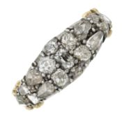 An early to mid 19th century silver, gold and diamond ring