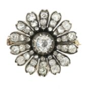 A Victorian silver and gold, old-cut diamond floral brooch