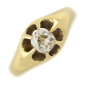 A mid 20th century 18ct gold and diamond single-stone ring