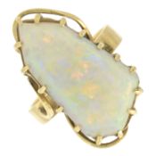 An irregular-shape opal single-stone ring