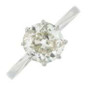 A mid 20th century platinum and 18ct gold, old-cut diamond single-stone ring