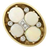 An opal and diamond ring