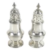 Pair of George V silver pepper casters
