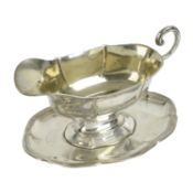 German silver sauce boat on stand