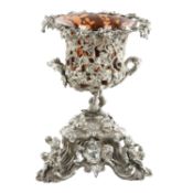 Victorian silver twin-handled wine cooler