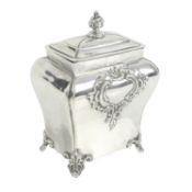 Edwardian silver tea caddy by Walker & Hall
