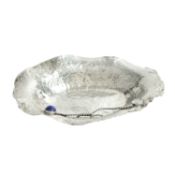 German planished silver gem-set dish
