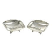 Pair of square silver dishes marked 925