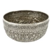Burmese silver repoussé bowl