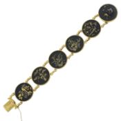 A late 19th century gold-mounted irogane bracelet