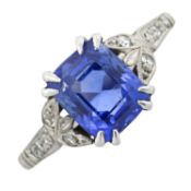 An early 20th century gold, sapphire and diamond ring