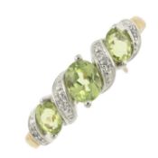 A 9ct gold peridot & diamond ring