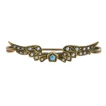 An early 20th century split pearl & gem wings brooch