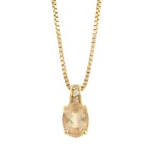 A topaz & diamond pendant, with chain