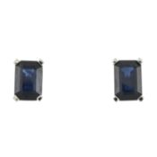 A pair of platinum sapphire stud earrings