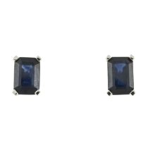 A pair of platinum sapphire stud earrings