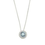 An 18ct gold aquamarine & diamond pendant, with an 18ct gold chain