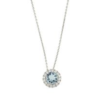 An 18ct gold aquamarine & diamond pendant, with an 18ct gold chain