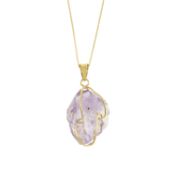 An amethyst crystal pendant, with chain