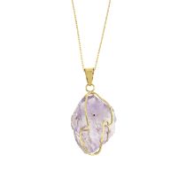 An amethyst crystal pendant, with chain