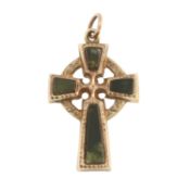 A late 19th century Connemara marble cross pendant