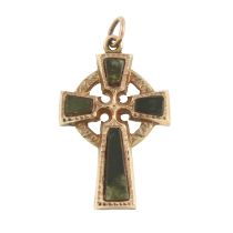 A late 19th century Connemara marble cross pendant