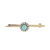 An early 20th century turquoise & diamond bar brooch