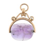 A 9ct gold amethyst swivel fob