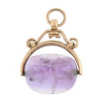 A 9ct gold amethyst swivel fob
