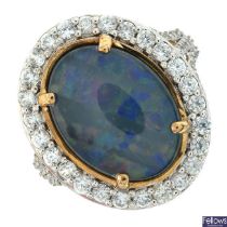 Opal triplet & cubic zirconia ring