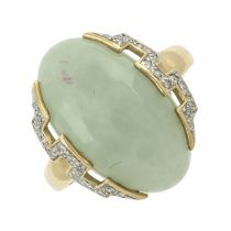 A 9ct gold jade & diamond dress ring