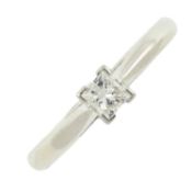 A platinum diamond single-stone ring