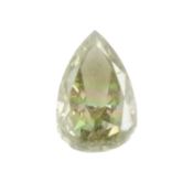 Pear-shape green-yellow diamond, 0.18ct. With GIA report