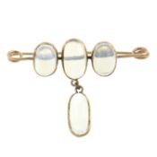 An early 20th century moonstone bar brooch