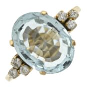 An aquamarine & diamond dress ring