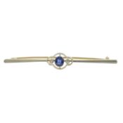 An early 20th century sapphire & diamond bar brooch