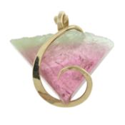 A tourmaline watermelon slice pendant