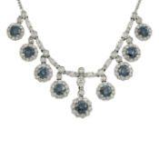 A 'blue' diamond & diamond necklace