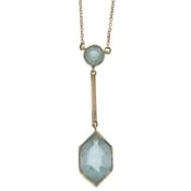 An early 20th century blue paste pendant, with chain
