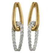 A pair of 9ct gold diamond bicolour drop earrings