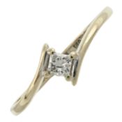 An 18ct gold diamond single-stone crossover ring