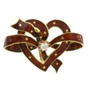 A late 19th century diamond & enamel brooch