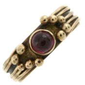A 9ct gold garnet single-stone ring