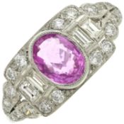 A pink sapphire & diamond dress ring