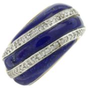 A 9ct gold diamond & lapis lazuli dress ring